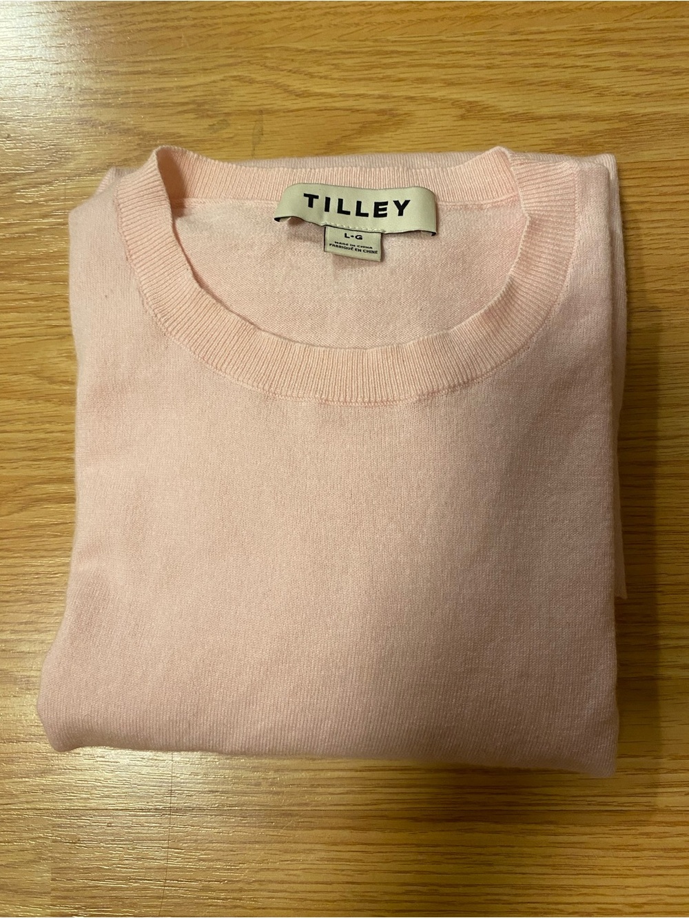Tilley merino wool crewneck sweater size large light pink